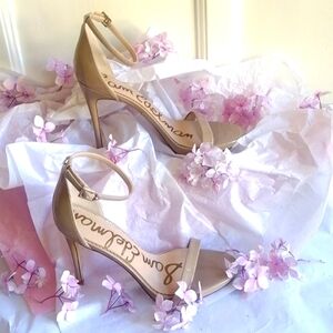 New Sam Edelman Heels Size 9 Ariella Sandles Bridal Tan Glossy Ankle Strap